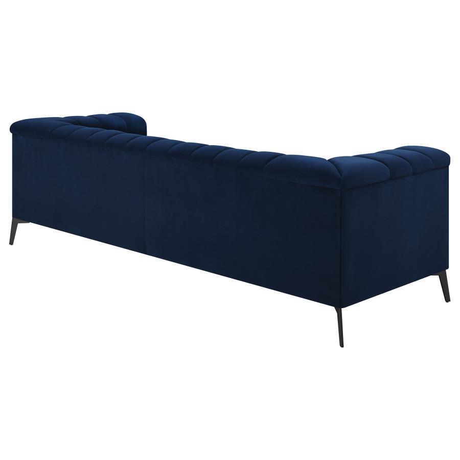 (image for) Chalet Upholstered Tuxedo Arm Tufted Sofa Blue