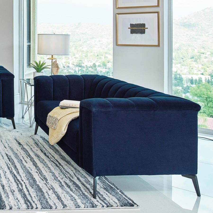 (image for) Chalet Upholstered Tuxedo Arm Tufted Loveseat Blue