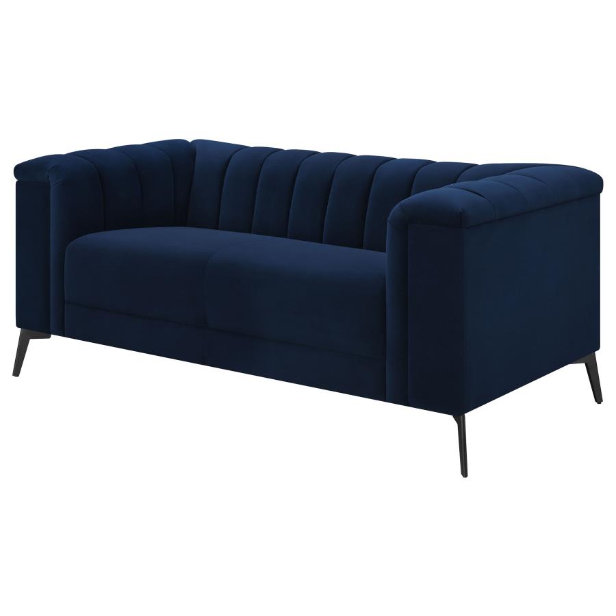 (image for) Chalet Upholstered Tuxedo Arm Tufted Loveseat Blue