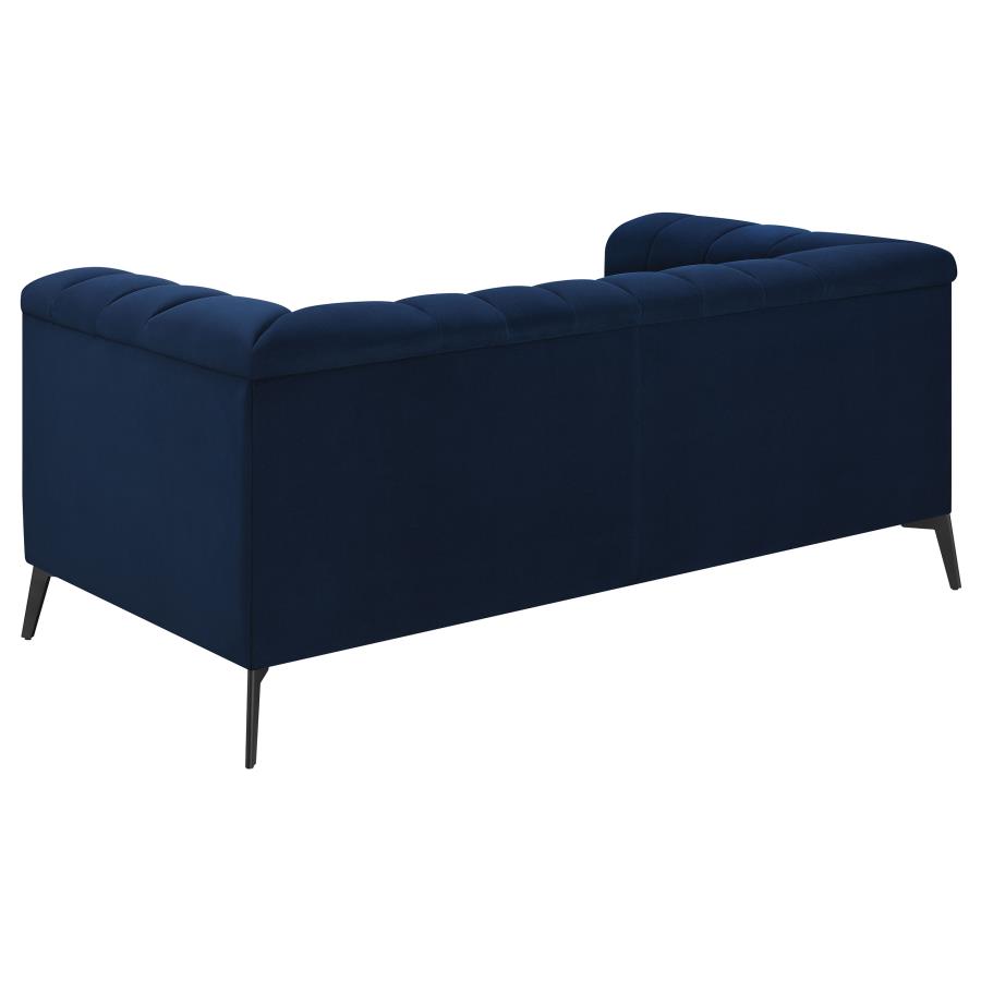 (image for) Chalet Upholstered Tuxedo Arm Tufted Loveseat Blue