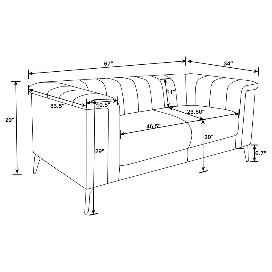 (image for) Chalet Upholstered Tuxedo Arm Tufted Loveseat Blue