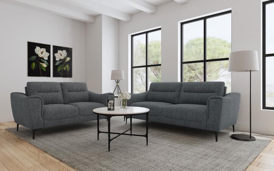 (image for) Nolan 2-piece Upholstered Sofa Set Charcoal