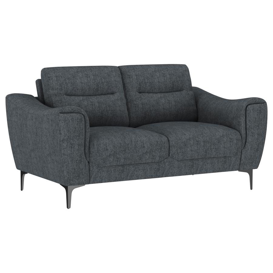 (image for) Nolan Upholstered Sloped Track Arm Loveseat Charcoal
