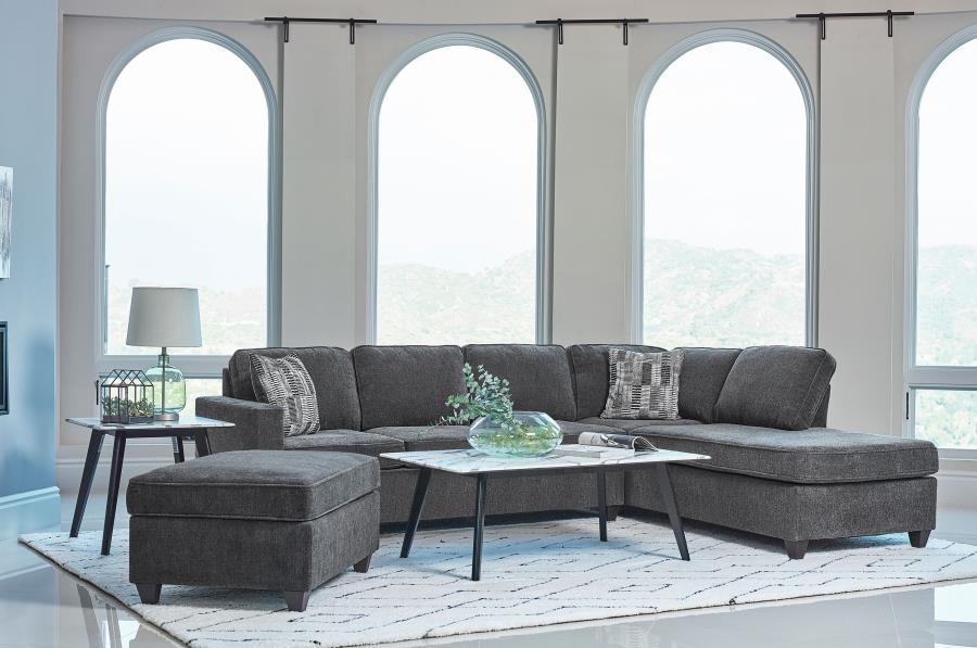 (image for) Mccord Upholstered Track Arm Sectional Sofa Dark Grey - Click Image to Close