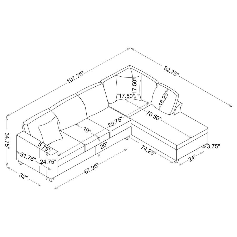 (image for) Mccord Upholstered Track Arm Sectional Sofa Dark Grey