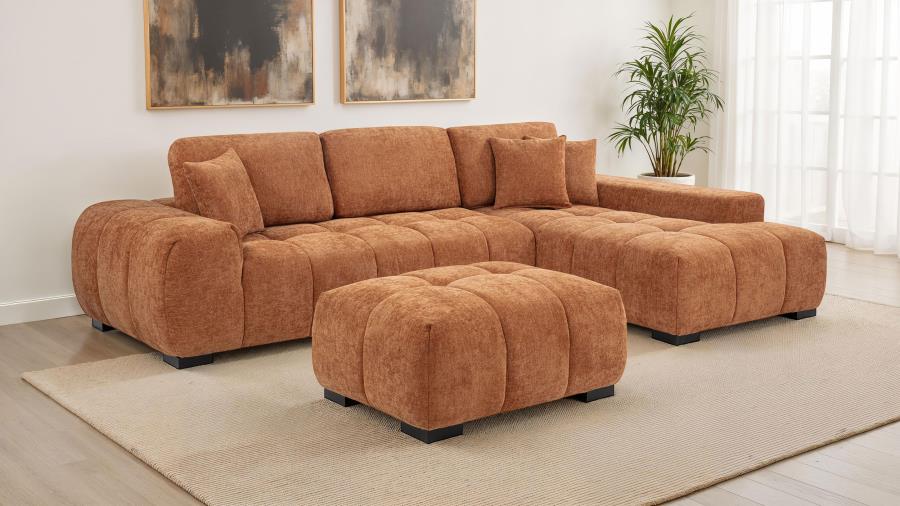 Modal Additional Images for Octavia Upholstered Rectangular Ottoman Orange