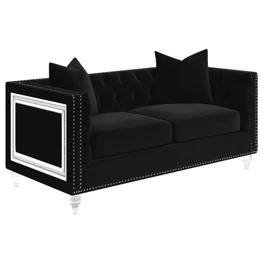 (image for) Delilah Upholstered Tufted Tuxedo Arm Loveseat Black