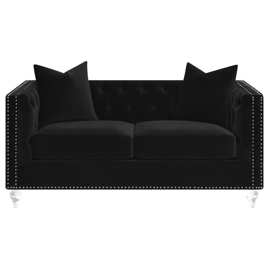 (image for) Delilah Upholstered Tufted Tuxedo Arm Loveseat Black