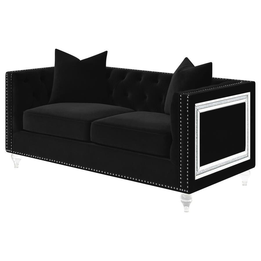 (image for) Delilah Upholstered Tufted Tuxedo Arm Loveseat Black