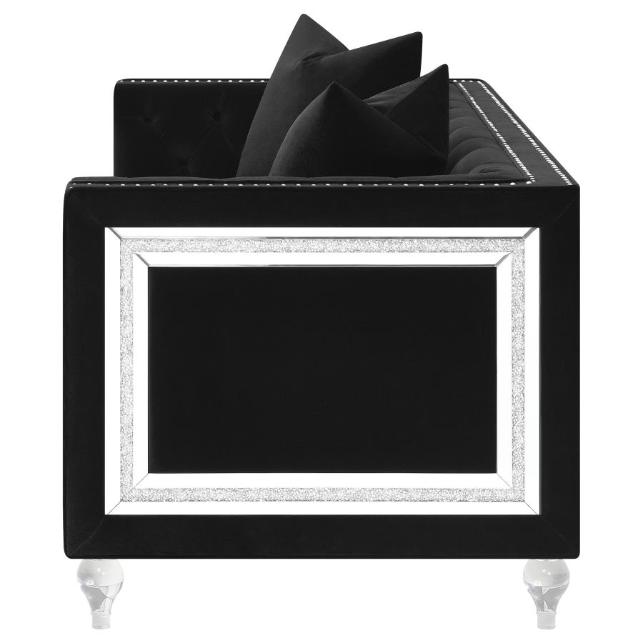 (image for) Delilah Upholstered Tufted Tuxedo Arm Loveseat Black