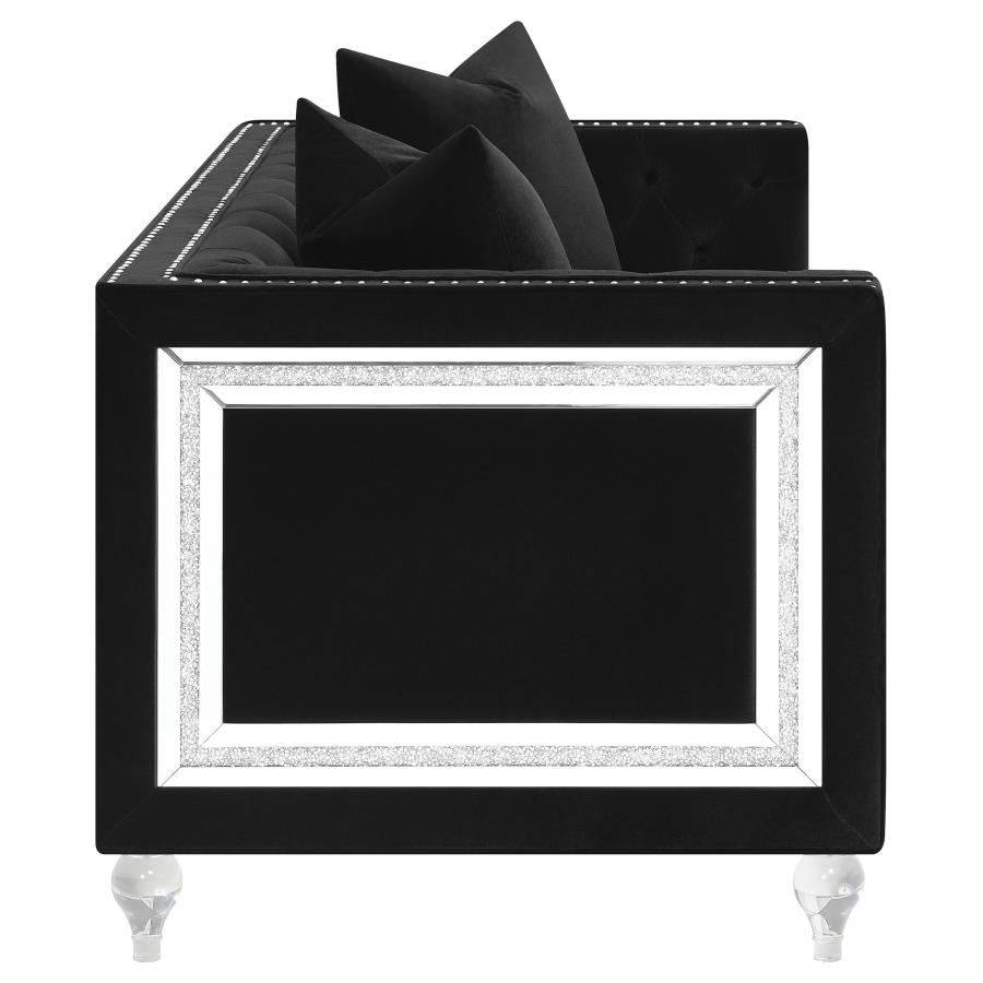 (image for) Delilah Upholstered Tufted Tuxedo Arm Loveseat Black