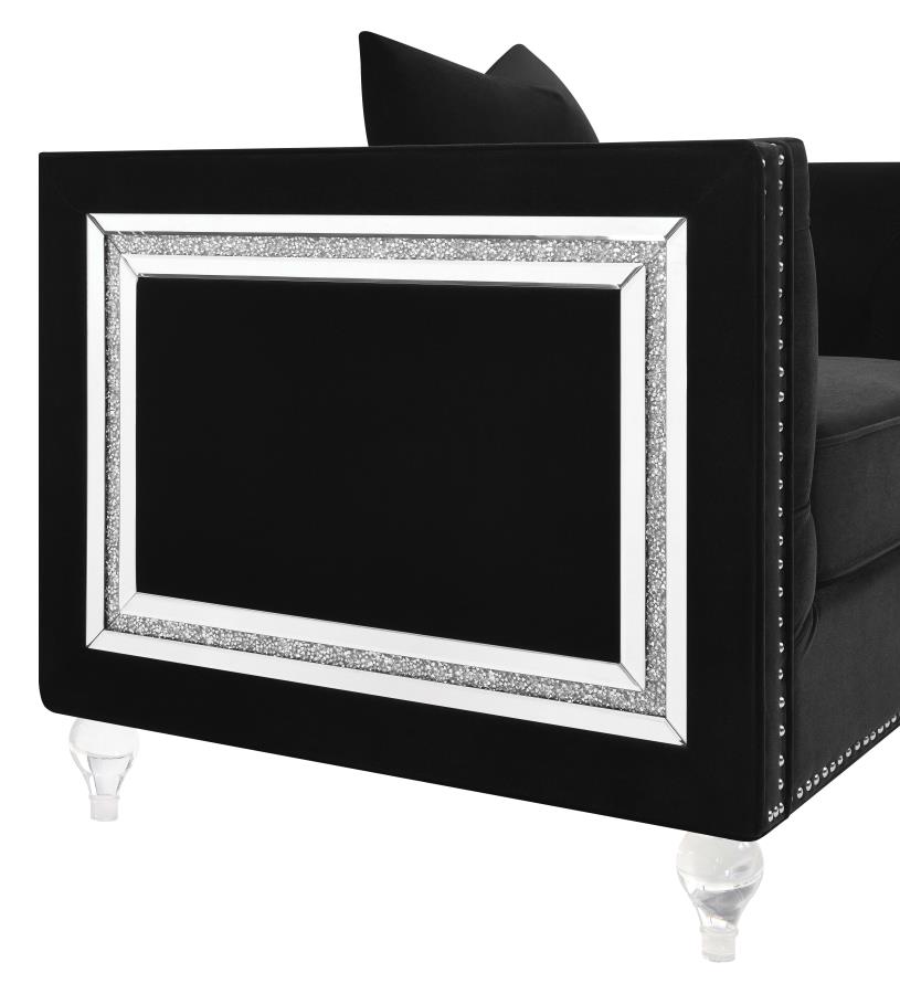 (image for) Delilah Upholstered Tufted Tuxedo Arm Loveseat Black