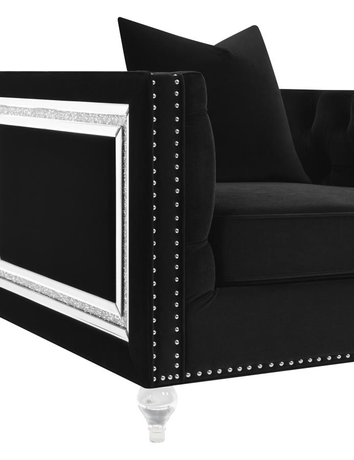 (image for) Delilah Upholstered Tufted Tuxedo Arm Loveseat Black