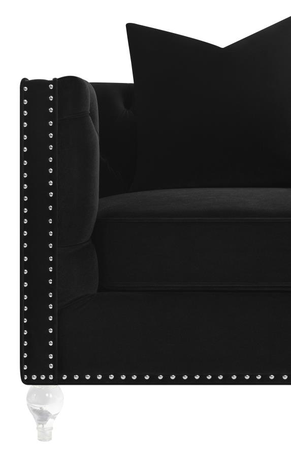 (image for) Delilah Upholstered Tufted Tuxedo Arm Loveseat Black