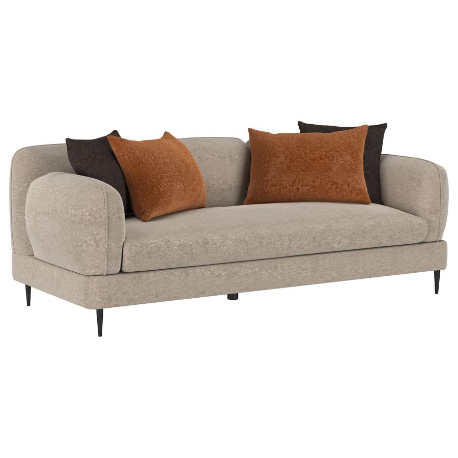 (image for) Jade Chenille Upholstered Sculpted Track Arm Sofa Latte
