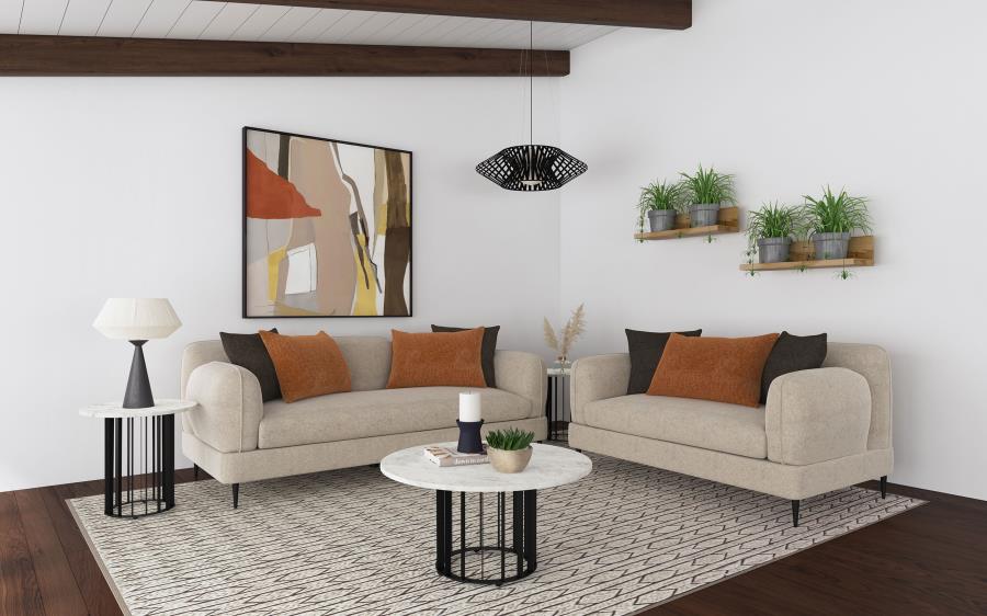 Modal Additional Images for Jade Chenille Upholstered Sculpted Track Arm Sofa Latte