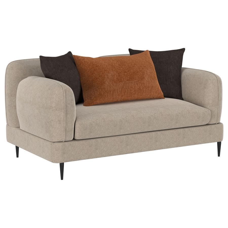 (image for) Jade Chenille Upholstered Sculpted Track Arm Loveseat Latte