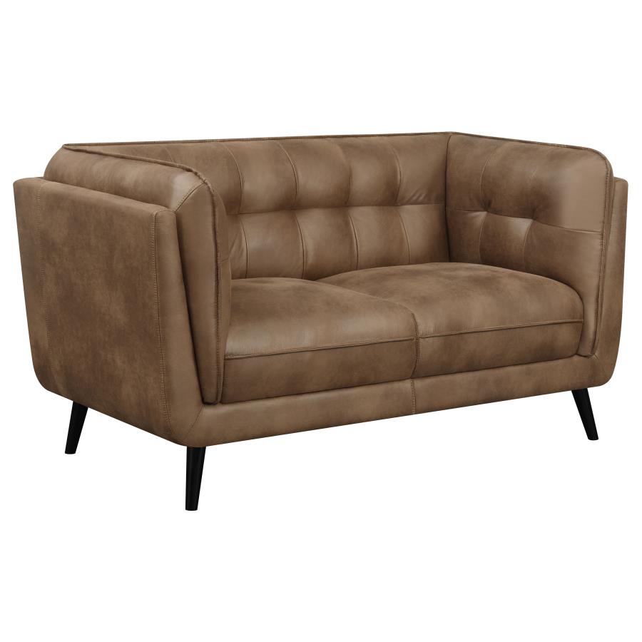 (image for) Thatcher 2-piece Upholstered Tuxedo Arm Sofa Set Brown