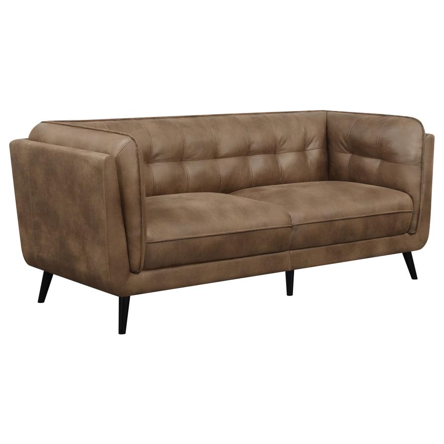 (image for) Thatcher 3-piece Upholstered Tuxedo Arm Sofa Set Brown