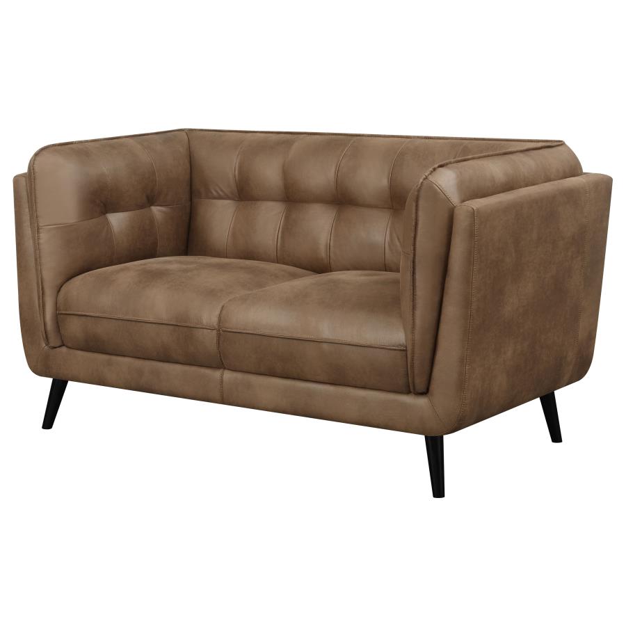 (image for) Thatcher Upholstered Tuxedo Arm Tufted Loveseat Brown