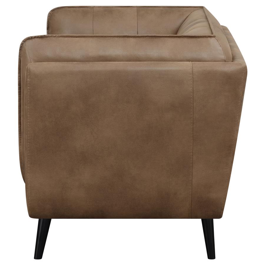 (image for) Thatcher Upholstered Tuxedo Arm Tufted Loveseat Brown