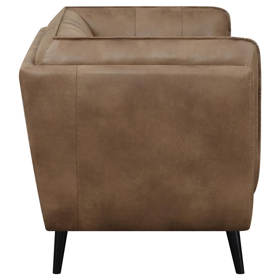 (image for) Thatcher Upholstered Tuxedo Arm Tufted Loveseat Brown