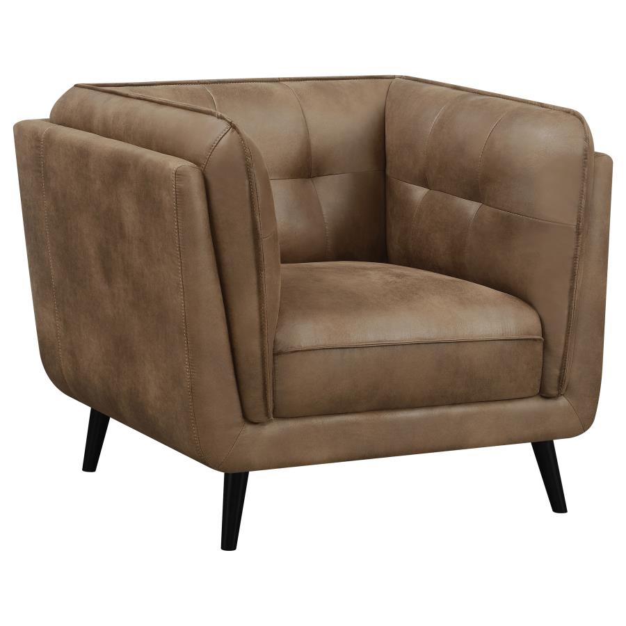 (image for) Thatcher Upholstered Tuxedo Arm Tufted Accent Chair Brown - Click Image to Close