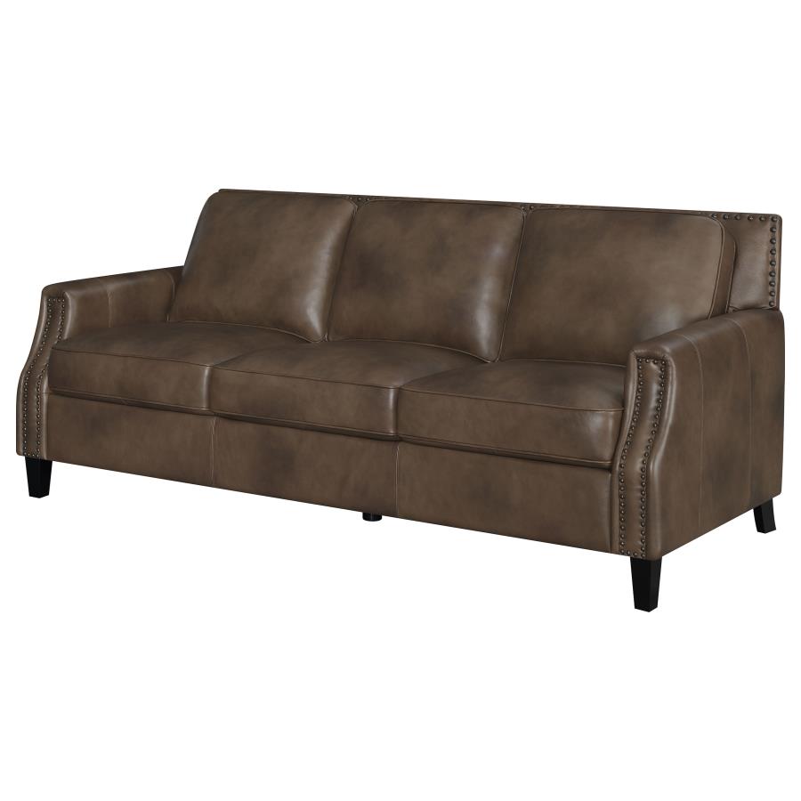 (image for) Leaton Upholstered Recessed Arm Sofa Brown Sugar