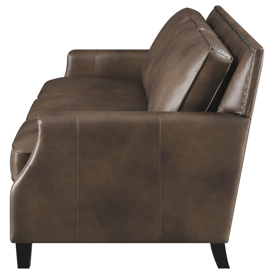 (image for) Leaton Upholstered Recessed Arm Sofa Brown Sugar