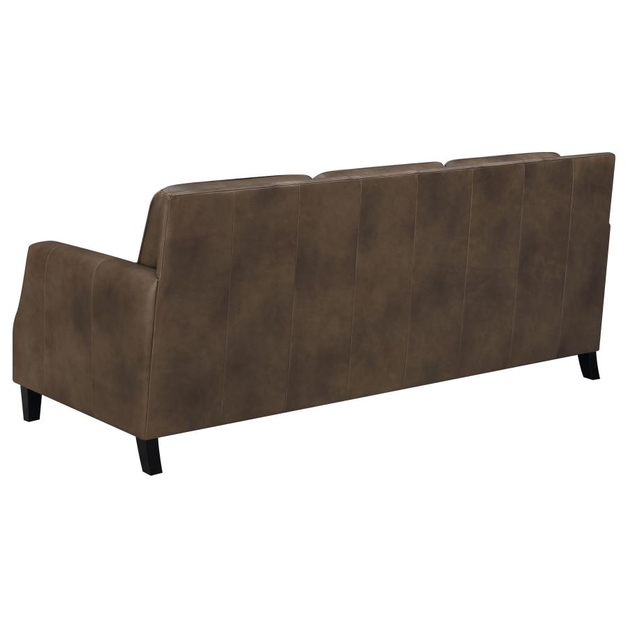 (image for) Leaton Upholstered Recessed Arm Sofa Brown Sugar