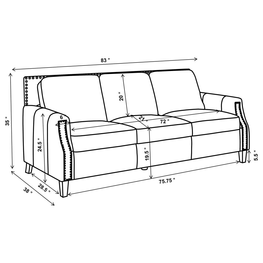 (image for) Leaton Upholstered Recessed Arm Sofa Brown Sugar