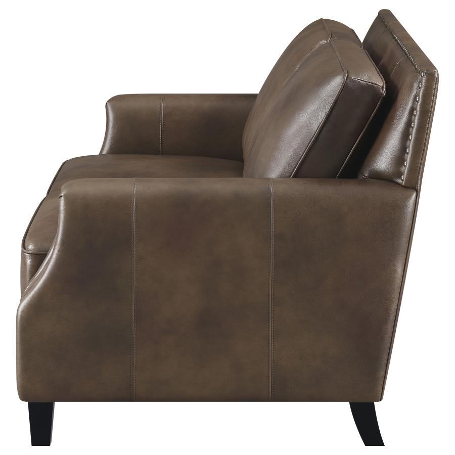 (image for) Leaton Upholstered Recessed Arm Loveseat Brown Sugar