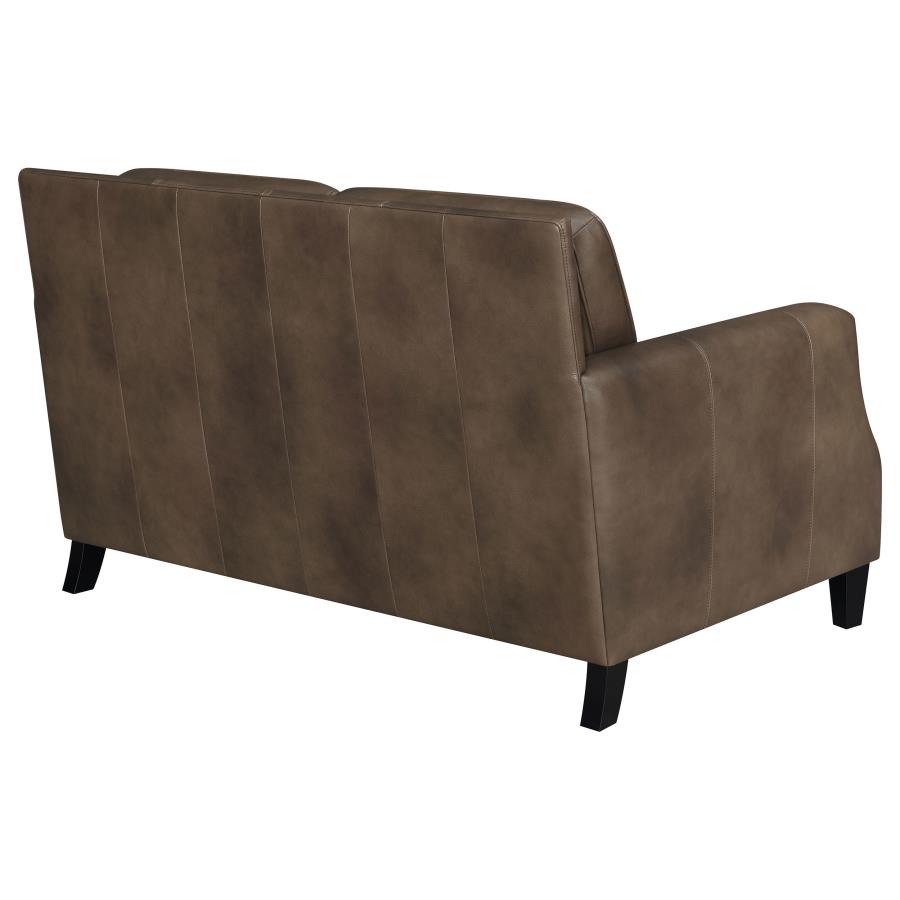 (image for) Leaton Upholstered Recessed Arm Loveseat Brown Sugar