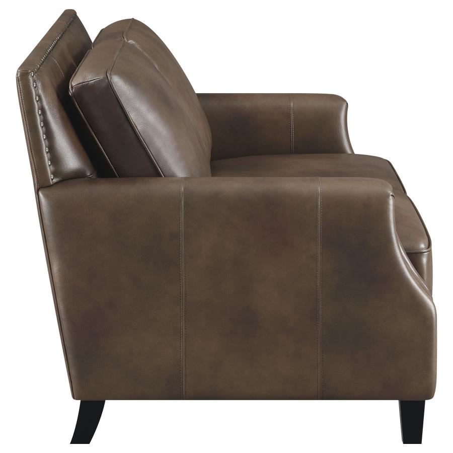 (image for) Leaton Upholstered Recessed Arm Loveseat Brown Sugar