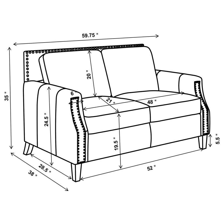 (image for) Leaton Upholstered Recessed Arm Loveseat Brown Sugar