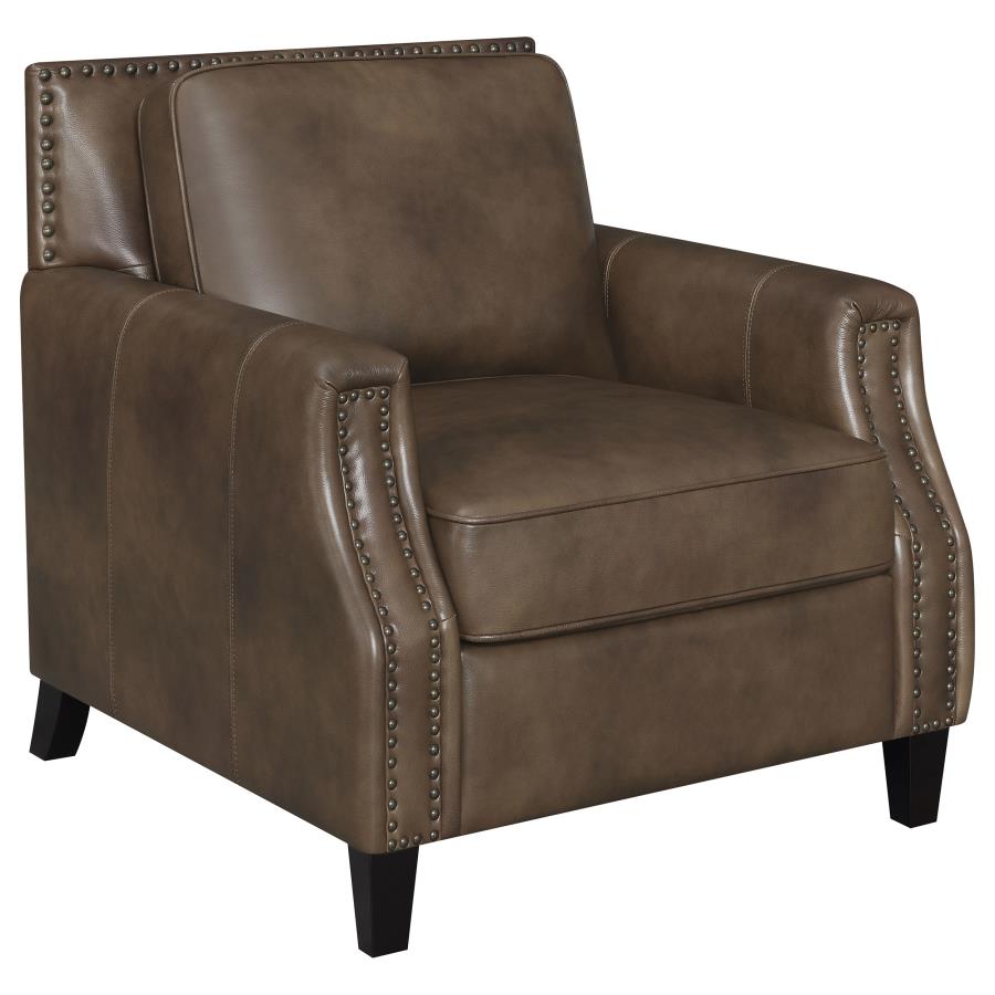 (image for) Leaton Upholstered Recessed Arm Accent Chair Brown Sugar