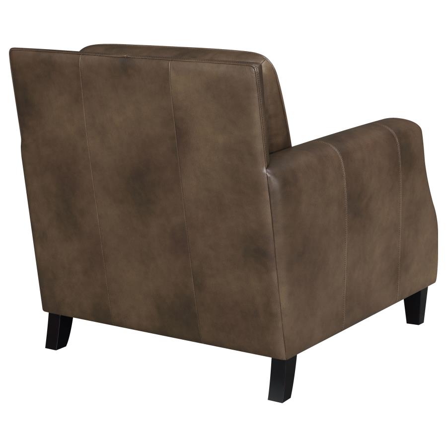 (image for) Leaton Upholstered Recessed Arm Accent Chair Brown Sugar