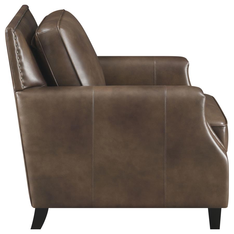 (image for) Leaton Upholstered Recessed Arm Accent Chair Brown Sugar