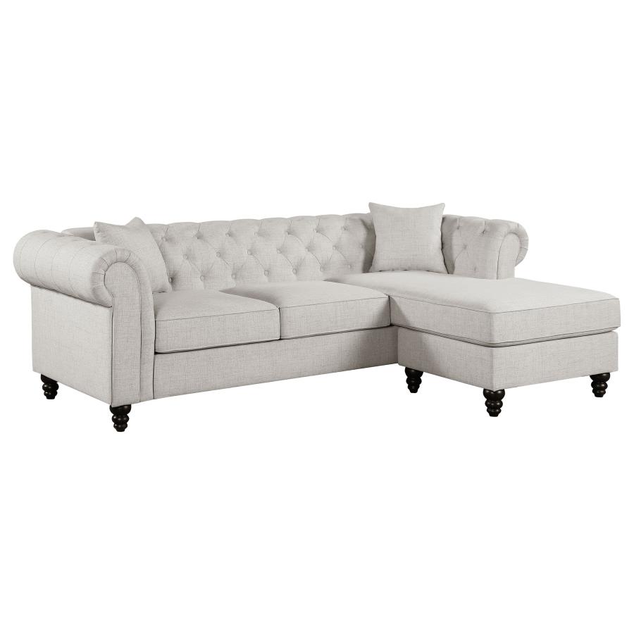 (image for) Cecilia Upholstered Tufted Chaise Sectional Sofa Oatmeal