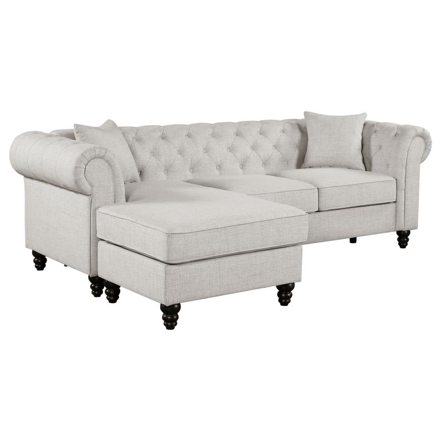 (image for) Cecilia Upholstered Tufted Chaise Sectional Sofa Oatmeal