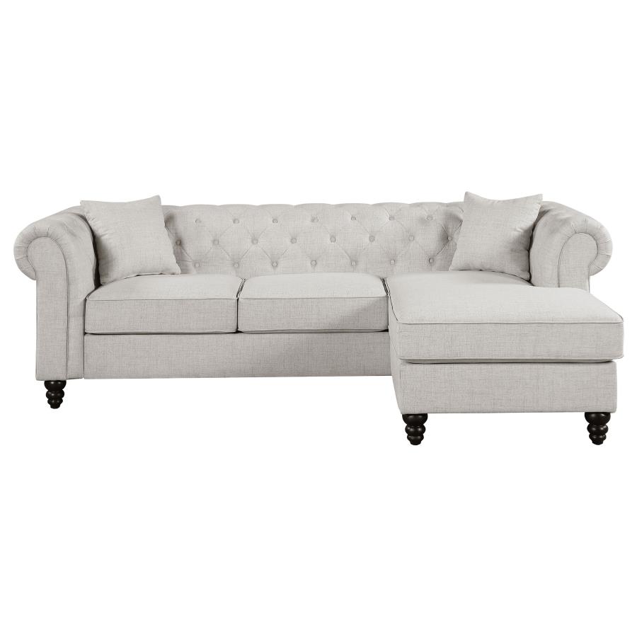 (image for) Cecilia Upholstered Tufted Chaise Sectional Sofa Oatmeal