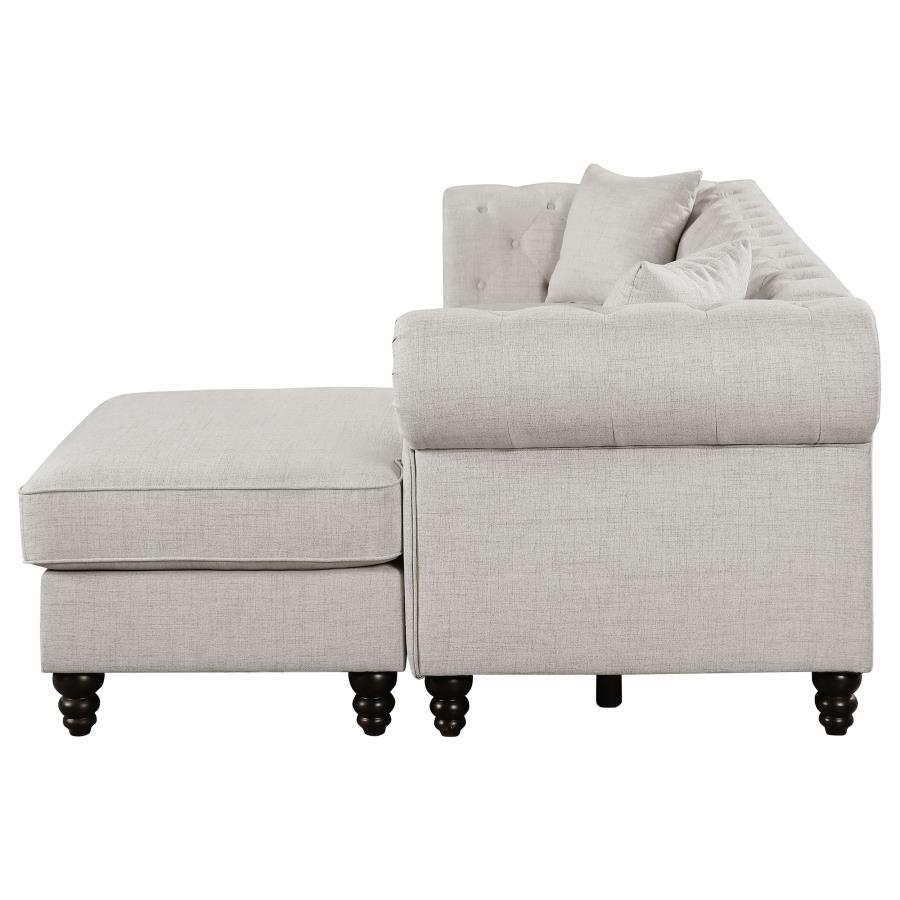 (image for) Cecilia Upholstered Tufted Chaise Sectional Sofa Oatmeal