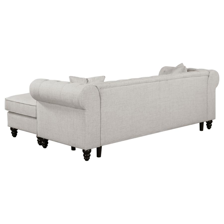 (image for) Cecilia Upholstered Tufted Chaise Sectional Sofa Oatmeal