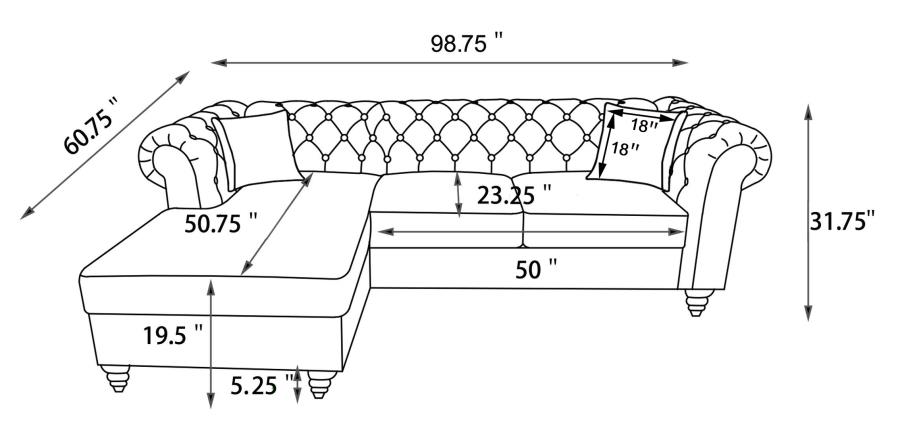 (image for) Cecilia Upholstered Tufted Chaise Sectional Sofa Oatmeal