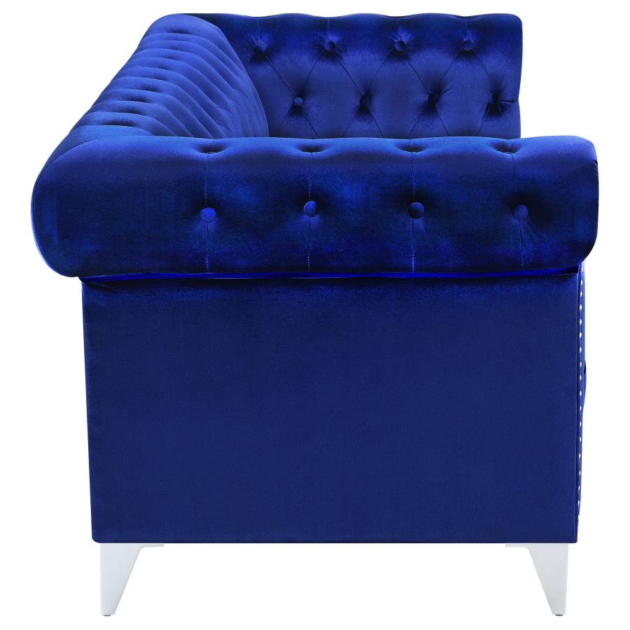 (image for) Bleker 2-piece Upholstered Tuxedo Arm Tufted Sofa Set Blue