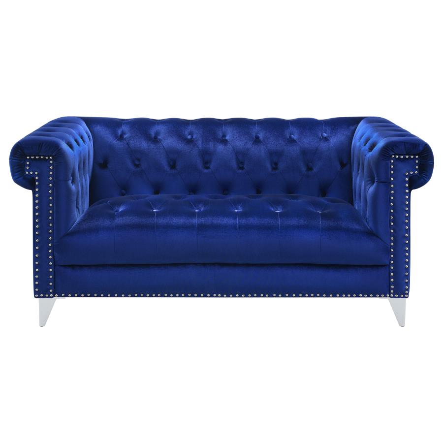 (image for) Bleker 2-piece Upholstered Tuxedo Arm Tufted Sofa Set Blue