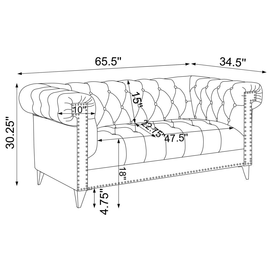 (image for) Bleker 2-piece Upholstered Tuxedo Arm Tufted Sofa Set Blue