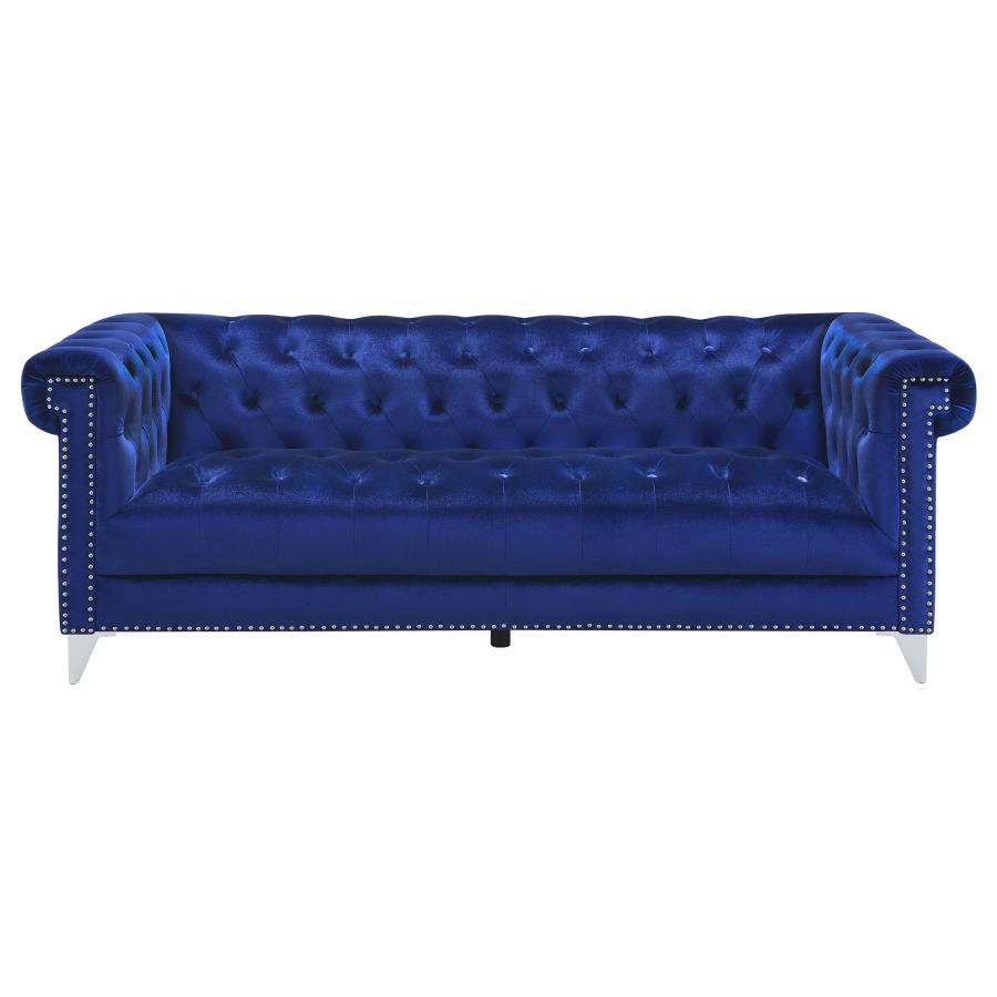 (image for) Bleker 3-piece Upholstered Tuxedo Arm Tufted Sofa Set Blue