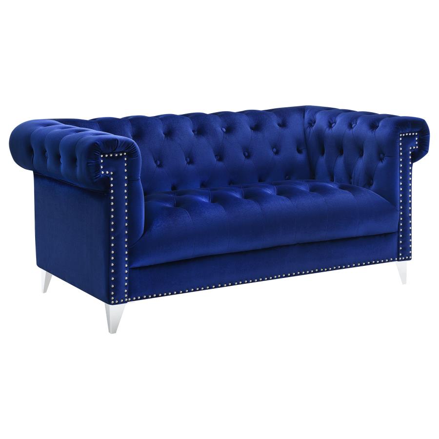 (image for) Bleker 3-piece Upholstered Tuxedo Arm Tufted Sofa Set Blue