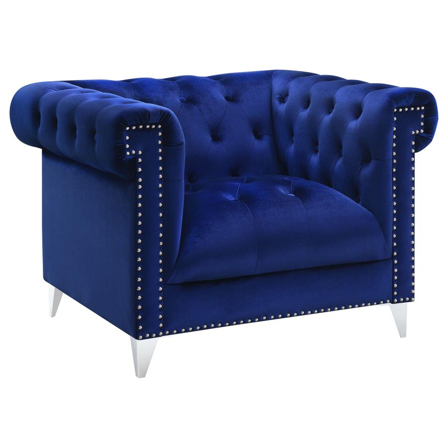 (image for) Bleker 3-piece Upholstered Tuxedo Arm Tufted Sofa Set Blue